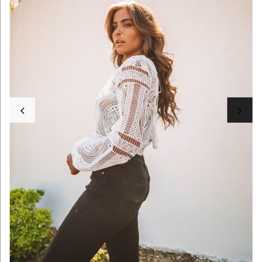 Vici collection Runway Crochet Lace Bodysuit